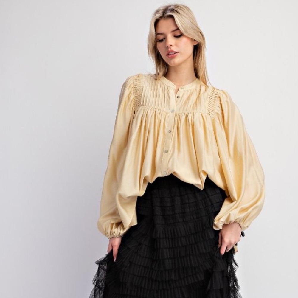 Easel Cream Button-Up Blouse